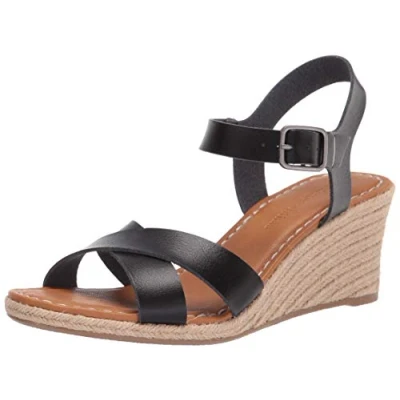 Imagen de Amazon Essentials Sandalia Tipo Alpargata con Cuña Mujer, Negro, 41 EU