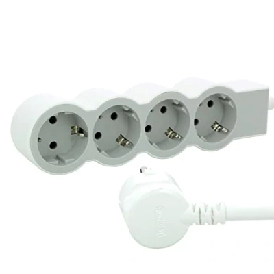 Imagen de Legrand 694569, Regleta de enchufes, Enchufe múltiple con 4 Tomas Corriente, Cable 5m, Color Blanco/Gris Claro