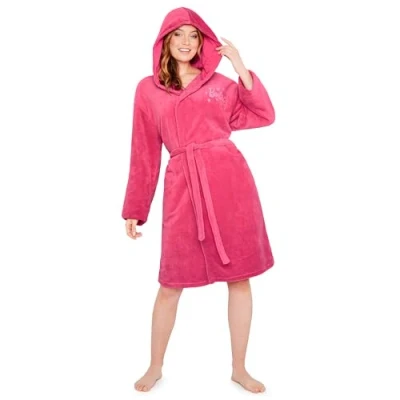 Imagen de Barbie Bata Polar Mujer, de Casa con Capucha, 2 Bolsillos y Lazo (Rosa, L)