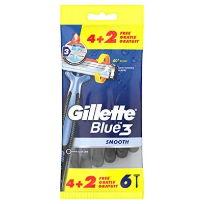 Imagen de Gillette Blue3 Smooth Maquinillas Desechables Para Hombre, Tres Hojas De Afeitar Con Cabezal Pivotante 40 grados Y Banda Lubricante, 4 unidades