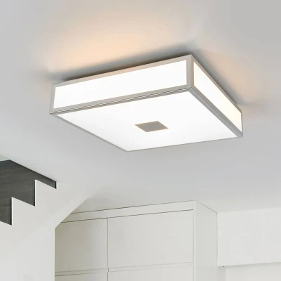 Imagen de lámpara de techo &#039;Eniola&#039; (Moderno) en Plateado hecho Plástico e.o. para Cuarto baño (2 llamas, E27) Lindby baño, techo,