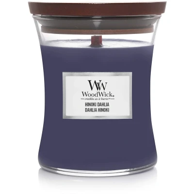 Imagen de WoodWick Scented Candle Medium Hinoki Dahlia 11 cm / ø 10 in Glass Wooden Wick