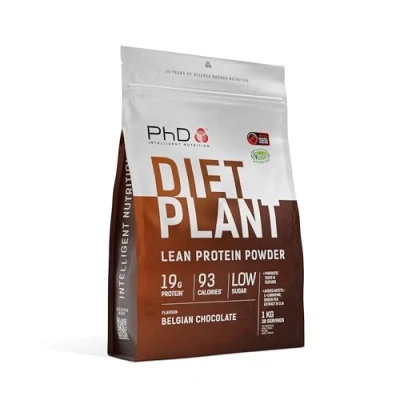 Imagen de PhD Nutrition Diet Plant Proteína Vegana en Polvo 1kg Chocolate Belga, con 19g de por Porción, Bajo Azúcar y Grasas