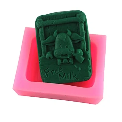 Imagen de WDC Moldes de silicona para decoración tartas, fondant, chocolate, caramelos, jabón, arcilla, resina (vaca cuadrada)