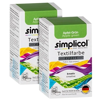 Imagen de simplicol Expert Fabric Dye Tinte de Coloración para Textiles: Lavado a Mano o Lavadora Tiñe y Restaura Sus Telas Ropa Manzana Verde
