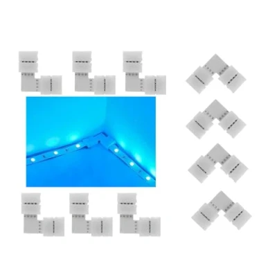 Imagen de ENQIMAOYI conectores LED, de tira LED en forma L 90 grados para tiras luces RGB 4 pines 8 mm ancho 3535