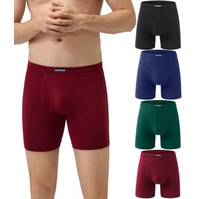 Imagen de wirarpa Calzoncillos Tipo Bóxer de Modal para Hombre Ropa Interior elástica Uso Diario Paquete 4 Unidades Negro Azul Oscuro Rojo Verde Talla 3XL