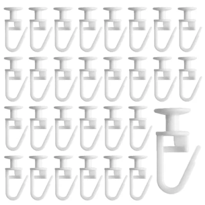 Imagen de RXKFIGX 100 Piezas Gancho de Cortina Deslizadores para Rieles Cortinas Curtain Hooks Unidades Ventana Puerta Ducha