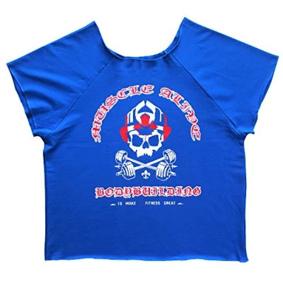 Imagen de Muscle Alive Hombres Culturismo Entrenamiento Superior de Trapo algodón Terry MA Azul XL