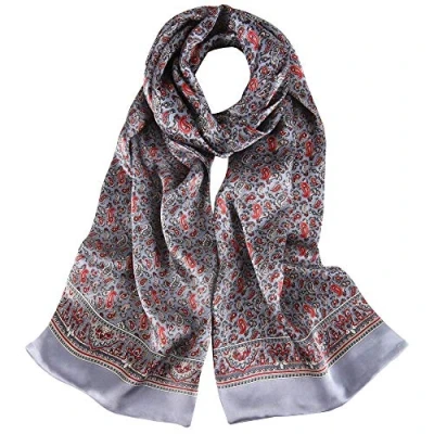 Imagen de UK_Stone 100% seda Paisley flores pañuelo de cuello bufanda los hombres, # 4 Gris, Größe: 160*28cm(62,4&quot;x 10,92&quot;)