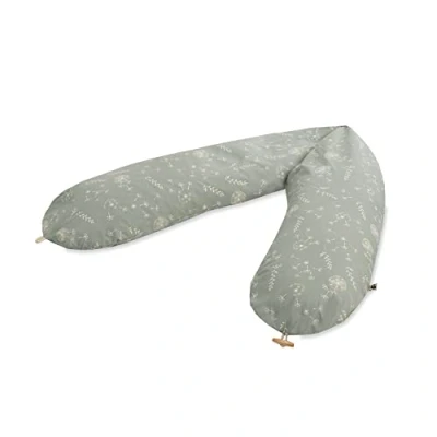 Imagen de Julius Zöllner Cojín de Lactancia orgánico, Aprox. 190 cm, Relleno 42 litros microperlas EPS, Fabricado en Alemania, Funda 100% algodón, con Certificado Öko Tex® Standard 100 Wildflower
