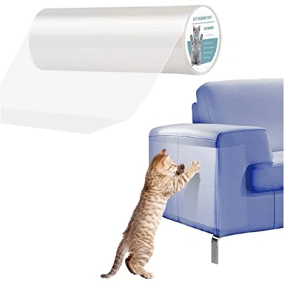 Imagen de Pidsen Protector de Muebles Gatos, Cinta Adhesiva Anti Arañazos Puertas Transparente Autoadhesivas Gato para Gatos y Perro, Protección Invisible Sofá Mueble 30x500 cm