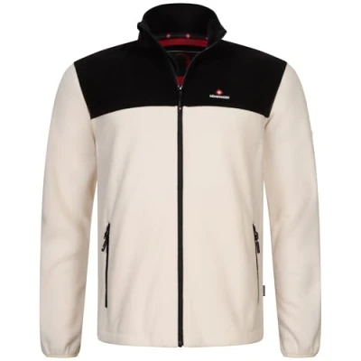 Imagen de Höhenhorn Badus chaqueta de forro polar para hombre, microfelpa con cremallera completa, senderismo y excursiones, beige negro, L