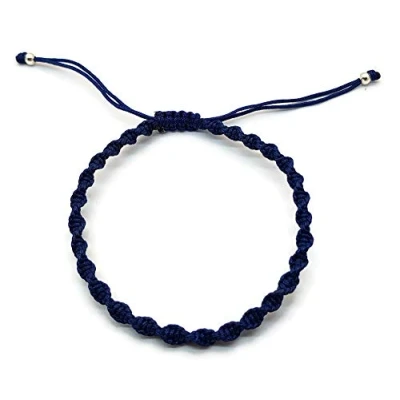 Imagen de MYSTIC JEWELS Pulsera Macrame Giratorio Kabbalah de Hilo Colores, Amuleto, protección Mal Ojo, Buena Suerte, Good Luck (Azul)