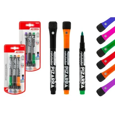 Imagen de Starplast 3 Rotuladores Pizarra Blanca con Imán Rotulador BROCHIN, 7 Colores, Punta Redonda 2.0mm Borrador Colores Surtidos