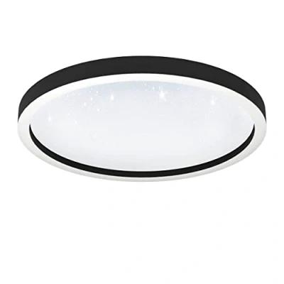 Imagen de Eglo connect.z Smart Home lámpara de techo con LED regulable Padrogiano Z, control voz y Alexa sobre la ZigBee app, blanco calido, luz metálica en negro RGB, Ø 57 cm