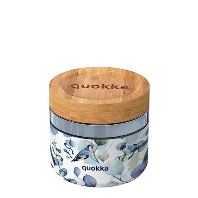 Imagen de Quokka RECIPIENTE COMIDA CRISTAL CON FUNDA DE SILICONA DELI BLUE NATURE 820 ML