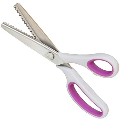 Imagen de Mango suave Tijeras rosadas de mano derecha e izquierda,Tijeras zig Zag Tela,Tijeras Costura,Tijera Dentada para dentadas