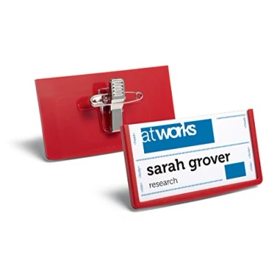 Imagen de Durable 850303 Marco de placa identificación, 40 x 75 mm, con clip combinación, paquete 25 piezas, rojo