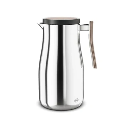 Imagen de alfi STUDIO ALLURE 1,0 l, acero inoxidable pulido con elementos de madera, termo doble pared inoxidable, mantiene el calor durante 12 horas, frío 24 cierre giratorio, apertura