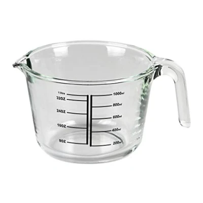 Imagen de Cofan Jarra Medidora de Borosilicato Modelo Baritina Capacidad 1 L Apta para microondas, Horno y Congelador