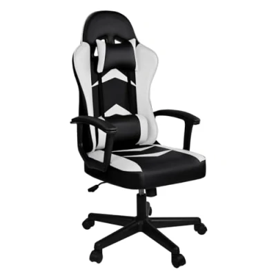 Imagen de T LoVendo Silla Gaming para Videojuego u oficina. Con cojín lumbar y cervical. Ergonómica. Regulable en altura reclinable