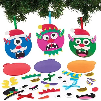 Imagen de Baker Ross FX368 Bola de Arbol Navidad Monstruos Paquete 8, Adornos para el árbol