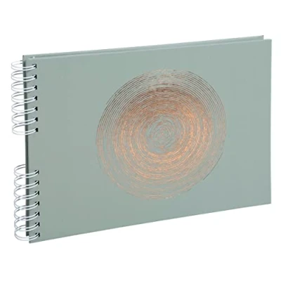 Imagen de Exacompta 16165E Álbum de Fotos en Espiral ELLIPSE 150 50 Páginas Blancas Formato 32 x 22 cm Cubierta Piel Sintética Verde con Marca Elipse Oro Rosa