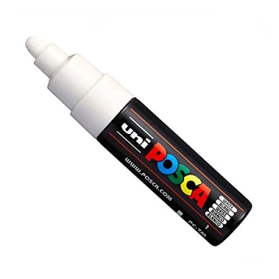 Imagen de Posca Uni PC 7M Rotulador con punta de bola grande, 5 5,5 mm, color blanco