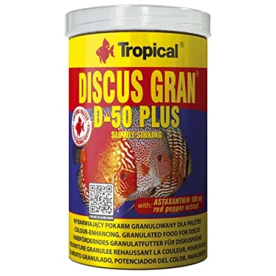 Imagen de TROPICAL Discus Gran D 50 Plus 1000ml / 440g Alimento granulado, potenciador del Color, para Peces Disco