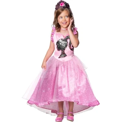 Imagen de Rubies Disfraz Barbie Princesa para niñas, Vestido rosa con lentejuelas y tiara, Oficial Mattel navidad, carnaval, cumpleaños halloween