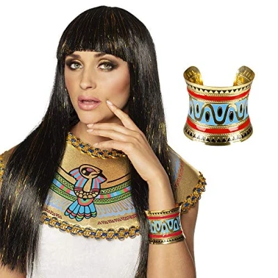 Imagen de Boland 64519 Pulsera Egipto, 1 pieza, talla única, oro, dibujos egipcios, Nilo, bisutería, pulsera, accesorio, disfraz, carnaval, fiesta temática