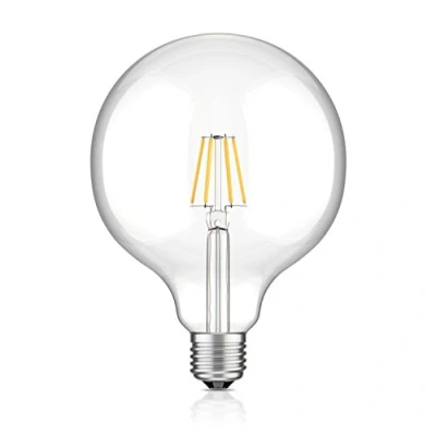 Imagen de ledscom.de Bombilla LED E27, G125, blanco cálido (2700 K), 7,5 W, 838lm, filamento, bombilla, vidrio, LED, casquillo lámpara de bajo consumo, Classic, Globo, Forma