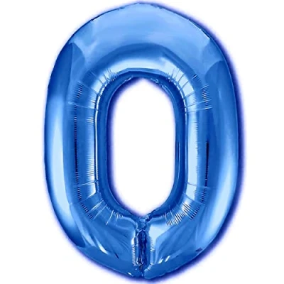 Imagen de Globo Cumpleaños 10 20 30 40 50 60 70 80 90 Número 0 Azul Gigante, XXL 100 cm. Decoración para Niño. Aire o Helio.
