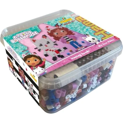 Imagen de Hama Perlen 8754 Cuentas para planchar Maxibox, Gabby&#039;s Dollhouse, con aprox. 900 perlas maxi, diversión creativa grandes y pequeños