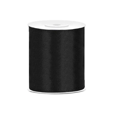 Imagen de Cinta de satén poliéster con lazo y embalaje regalo 6/12/25/38/50/100 mm x 25 m (Tamaño 100mm 25m Color Negro)