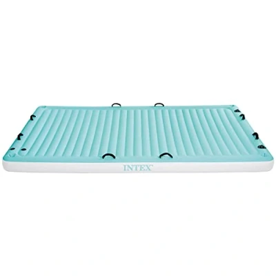 Imagen de Intex 56289 Manta Flotante Hinchable, Capacidad para 4 Personas, Peso Máx. Soportado 400 kg, con 8 Asas de Sujeción y Porta Bebidas, Medidas 183x310x18 cm, Hinchables Piscina, Flotadores