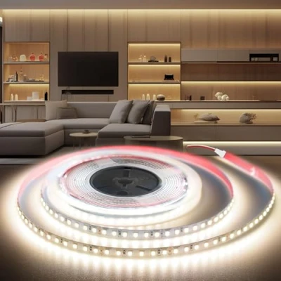 Imagen de BRIMETI Tira LED 24V 20M, luz Blanca Natural 4000K Luces 2400LEDs SMD 2835,Cortable Flexible DC24V, Ancho 8 mm, para Gabinete Sala Estar Dormitorio (Sin Fuente de Alimentación)