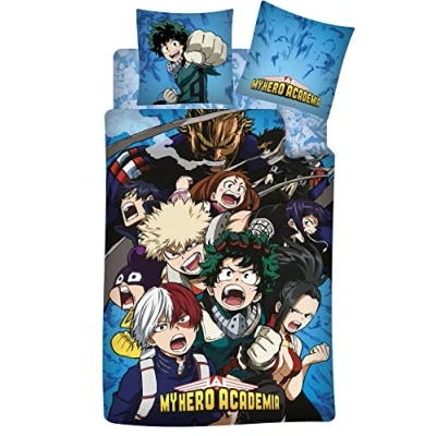 Imagen de My Hero Academia Juego de Cama 3 Piezas, 100% algodón, Funda nórdica 140 x 200 cm + Almohada 65 sábana Bajera a 90 190 cm…