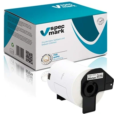 Imagen de specmark 1 rollo de etiquetas individuales compatibles con Brother DK 11241, 102 mm x 152 mm, 200 unidades para impresoras QL: QL 1050, 1060N y 1100