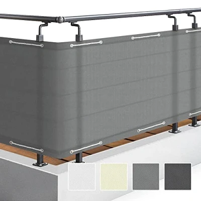 Imagen de Sol Royal Malla ocultacion Mallas Protección Visual Balcon SolVision PB2 PES Pantalla Opaca 90x600 cm Gris balcón privacidad con Ojales Cuerdas