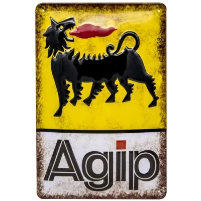 Imagen de Cartel de Chapa retro Agip Racing Rally acero en relieve decorativo, efecto 3D 30 x 20 cm