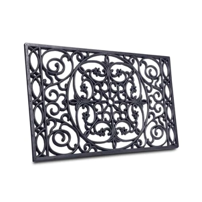 Imagen de Hanse Home Felpudo de Goma 45 x 75 cm, Antideslizante y Resistente a la Intemperie, para Exteriores, Aspecto Hierro Fundido, Interior Exterior, ornamentado Pasillo, terraza,
