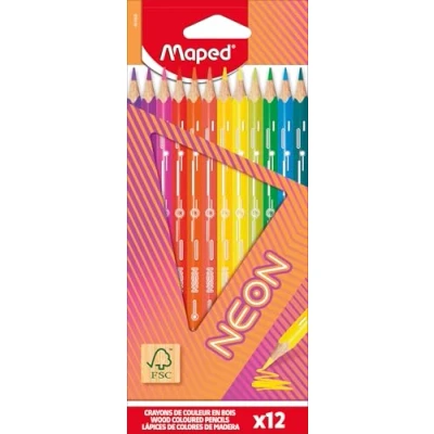 Imagen de Maped lápices de color neón para colorear con efecto Caja 12