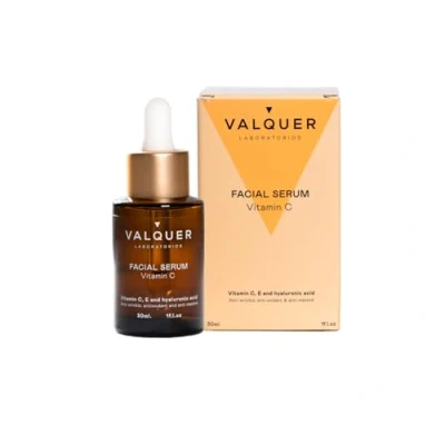 Imagen de Valquer Serum Facial con Vitamina C &amp; Ácido Hialurónico. Vegano Y 91% Ingredientes Naturales. Antiarrugas, Anti Acné Antioxidante 30 ml