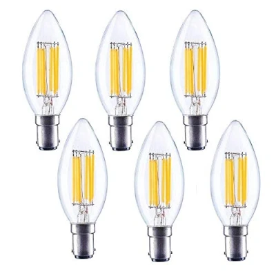 Imagen de C35 Bombillas LED transparentes para vela [6 unidades], vidrio, Warm White, B15d, 6.00W 240.00V