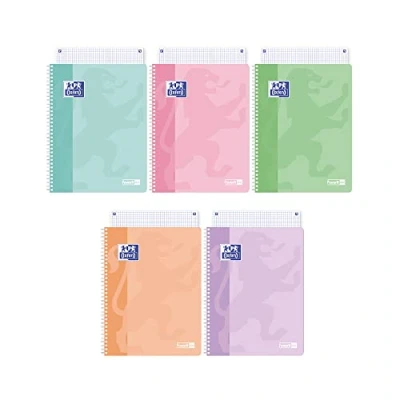 Imagen de Favorit Cuaderno A4, pastel, espiral, rayas cuadradas 5 mm, papel 90 g/m², unidades, colores surtidos (400159112)