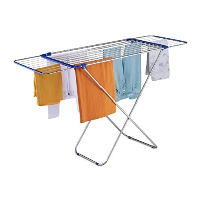 Imagen de Relaxdays Tendedero Extensible, Plegable, Acero Inoxidable, 13,6 m Longitud Secado, Colgador Ropa 97x176x55 cm, Plateado, 1 Unidad