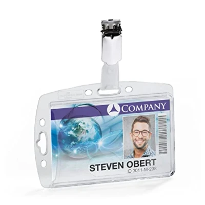 Imagen de Durable Identificador rígido con pinza para tarjeta de identificación empresa/seguridad 54 x 87 mm, 1 pieza, transparente, 895619