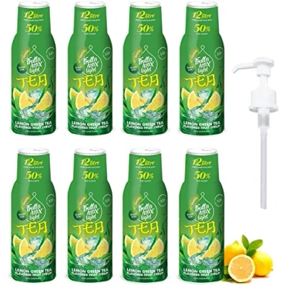 Imagen de 8 paquetes Light Bajo en carbohidratos Jarabe de fitness FruttaMax Azúcar Cero con Stevia 50 60% Contenido Fruta (8x500ml) (8 x Té Verde Limón Light)